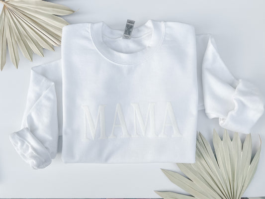 Mama sweatshirt- white on white