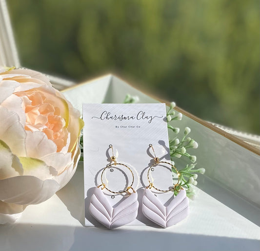 Cream Hoop Dangle Earrings