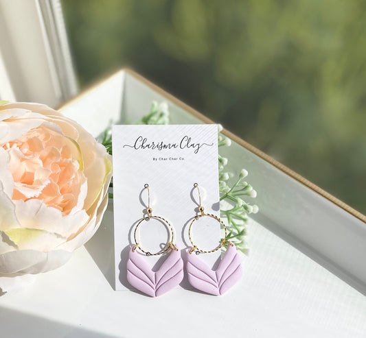 Pastel Lavender Hoop Dangle Earrings