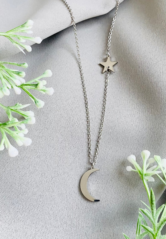 Moon and Star Necklace